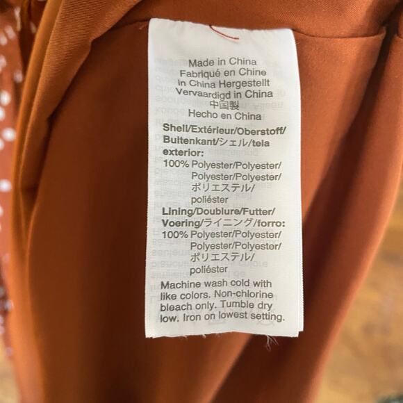 Madewell Smocked Waist Mini Dress in Inkspot Dots Orange Womens Size Medium - Picture 4 of 9